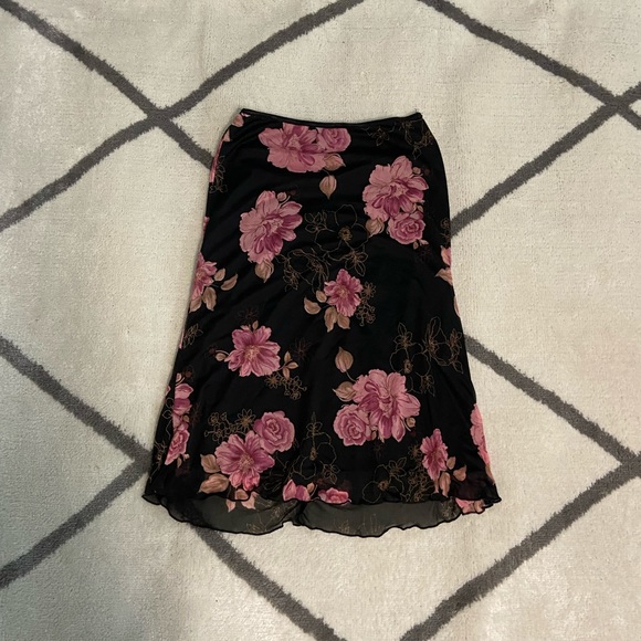 Vintage Dresses & Skirts - Y2K Floral Midi Skirt